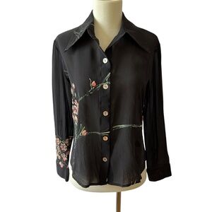 BEN DE LISI BLOUSE SILK FLORAL SUMMERY FEMININE FLOWY